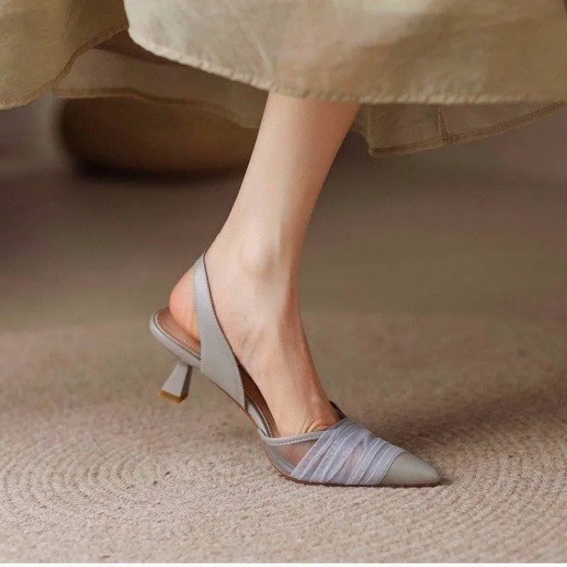 Summer 2023 Transparent Sandals for Woman with Medium Heels Footwear Lace Closed Women's Shoes Pointed Toe Clear The Best F Vip