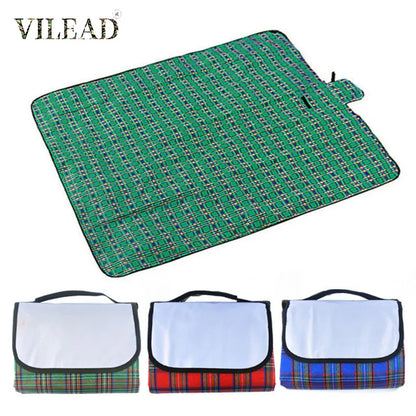 Vilead Folding Waterproof Picnic Mat Lightweight Cushion with Moisture-proof Plaided Pattern Sleep Camping Outdoors Accessories - Eloy Royal