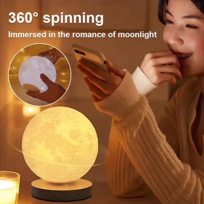 Automatic rotation Levitation Moon Lamp Night Light Starry Sky Ball Remote Control Induction Night Light Three-color Touch