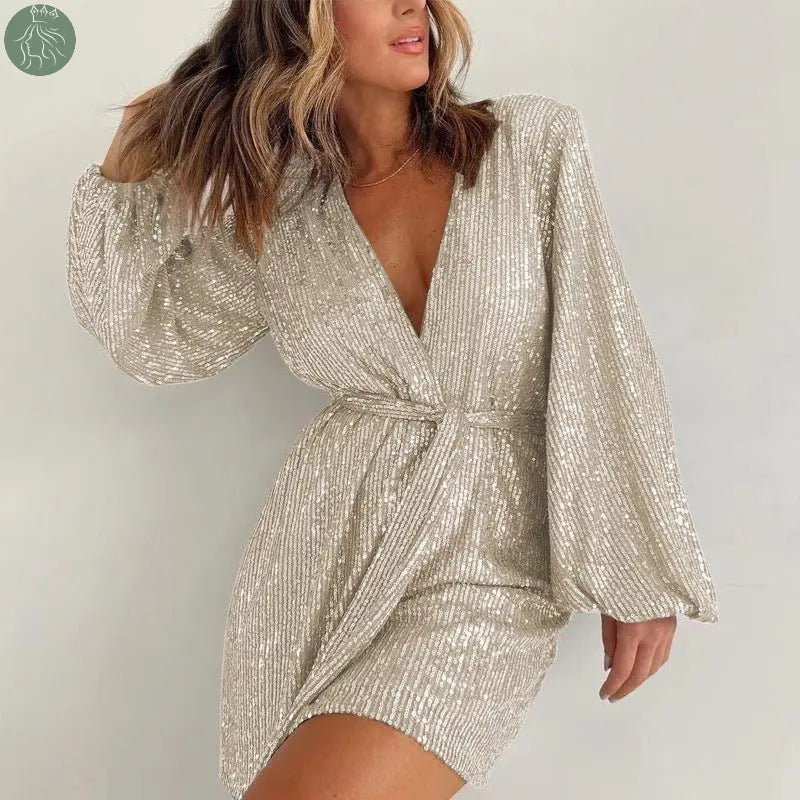 Sequined Long Sleeve Dress Women - Eloy Royal