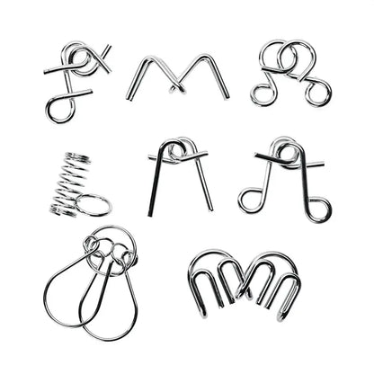 8pcs/Set Materials Metal Montessori Puzzle Wire IQ Mind Brain Teaser Puzzles for Children Adults Anti-Stress Reliever Toys Gifts - Eloy Royal