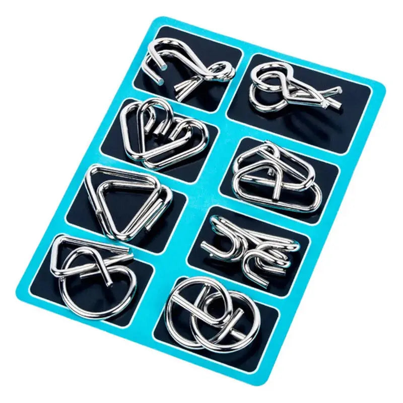 8pcs/Set Materials Metal Montessori Puzzle Wire IQ Mind Brain Teaser Puzzles for Children Adults Anti-Stress Reliever Toys Gifts - Eloy Royal