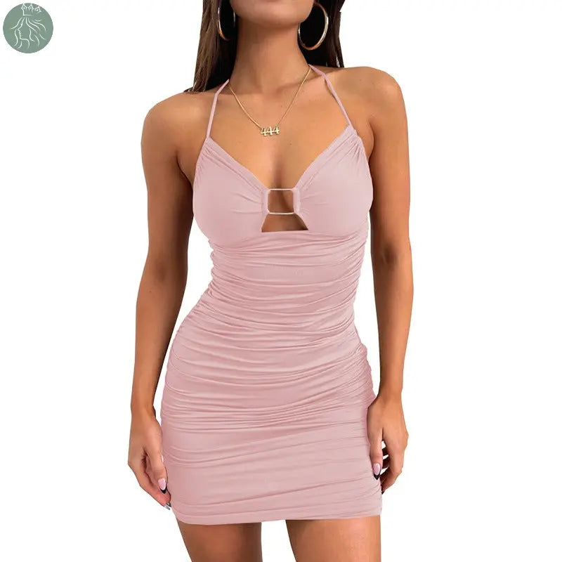 Sexy Suspender Short Dress With Hollow Collar Design And Hip-hugging Dress Summer Womens Clothing - Eloy Royal