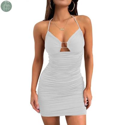 Sexy Suspender Short Dress With Hollow Collar Design And Hip-hugging Dress Summer Womens Clothing - Eloy Royal