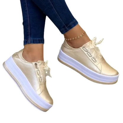 New Design Women Sneakers PU Leather Shine Fashion Shoes Women Thick Bottom Sneakers Women Footwear Size 36-43 - Eloy Royal