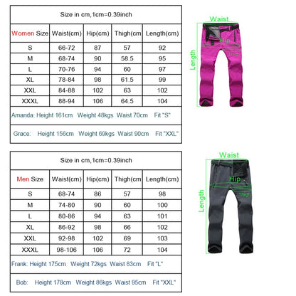 TRVLWEGO Camping Hiking Pants Winter Woman Men Outdoor Warm Soft Shell Waterproof Fleece Windproof Trekking Skiing Trousers - Eloy Royal