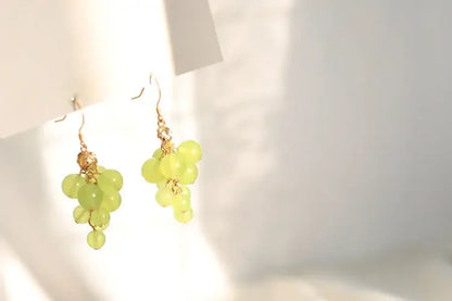 Cute Mini Grape Earrings for Women Simple Fruit Green Beads Drop Dangle Hook Earring Party Trendy Jewelry Accessories Gift