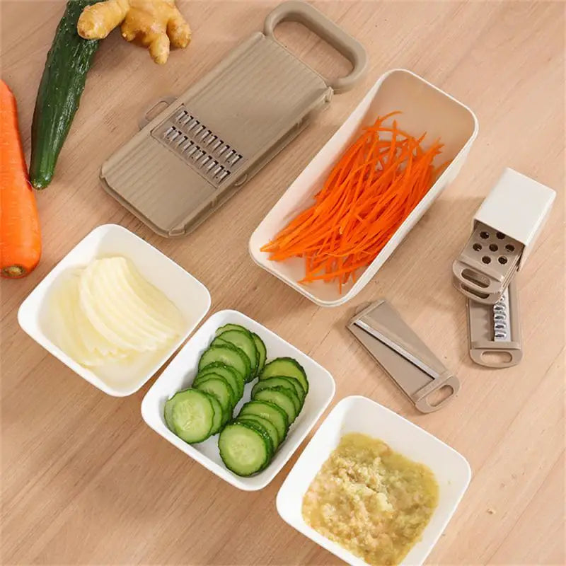 Veggie Chopper Preferred Material Portfolio Design With Hand Guard Five Blades Kitchenware Shredder Five In One Blade Storage - Eloy Royal