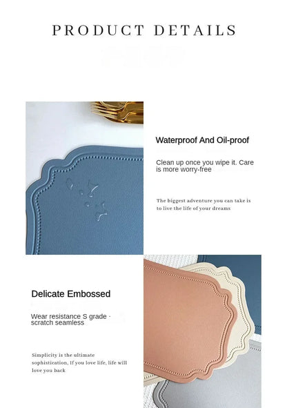 Irregular Tableware Pad Placemat Table Mat for Kitchen Dining Nordic Imitation Leather Insulation Waterproof Non-Slip Place Mats