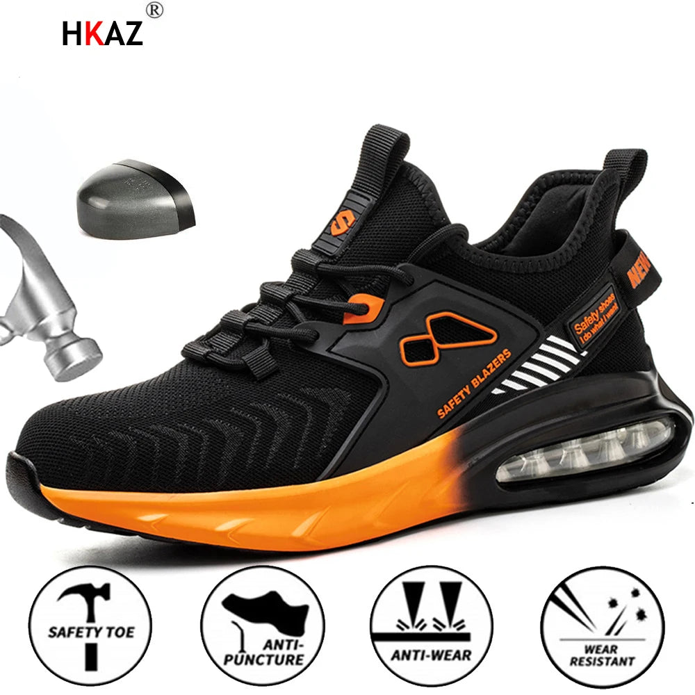 HKAZ Women Men Shoes Work Boots Safety Shoes Steel Toe Cap Work Sneakers Protective Indestructible Shoes Security Male Footwear - Eloy Royal