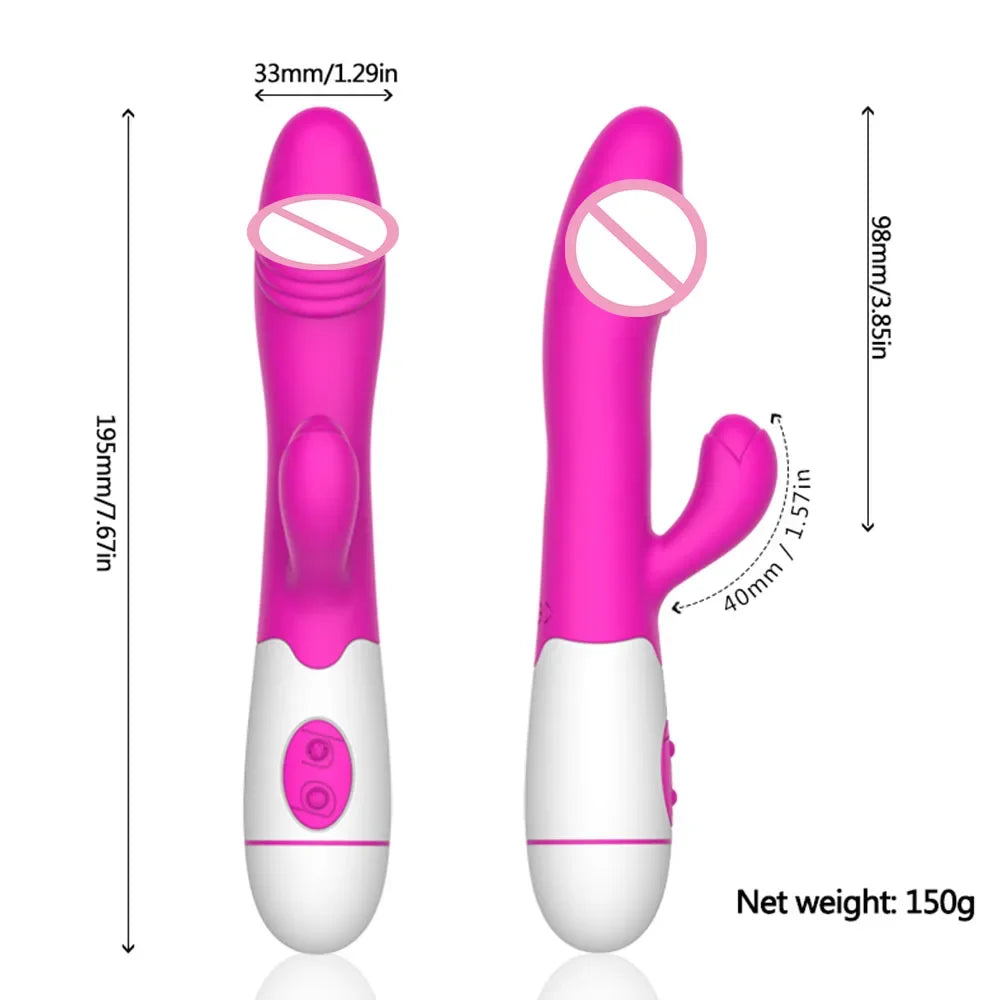 Rabbit Vibrator for Women Vagina G-Spot Nipple Clitoris Stimulator Thrusting Telescopic Rotating Dildo for Adult Sexy Toys - Eloy Royal