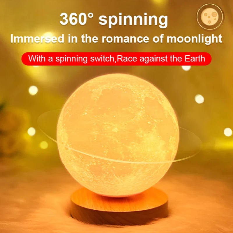 Automatic rotation Levitation Moon Lamp Night Light Starry Sky Ball Remote Control Induction Night Light Three-color Touch