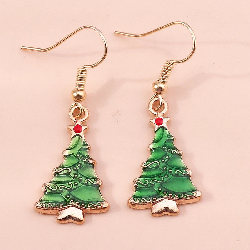 New Fashion Mix Styles Merry Christmas Drop Earrings for Women Christmas Tree Deer Santa Dangle Earrings New Year Jewelry Gifts