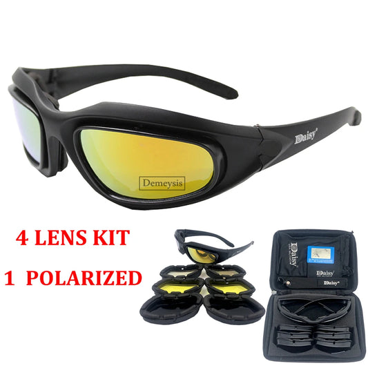 Outdoor Sports Eyewear Tactical Polarized Men Shooting Glasses Airsoft Glasses for Camping Hiking Cycling Glasses 4 Lens - Eloy Royal