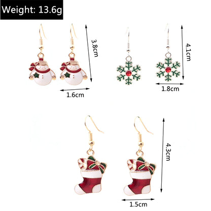 New Fashion Mix Styles Merry Christmas Drop Earrings for Women Christmas Tree Deer Santa Dangle Earrings New Year Jewelry Gifts