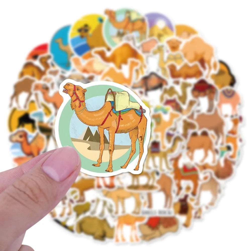 10/60Pcs Desert Camel Cartoon Animal Stickers DIY Phone Laptop Luggage Skateboard Graffiti Scrapbook Decals Fun for Kid Toy Gift