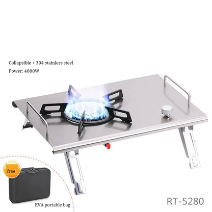 Camping Gas Stove Foldable IGT Gas Stove 4000W Stainless Steel Camping Table Stove Portable Outdoor Picnic Desktop Furnace - Eloy Royal