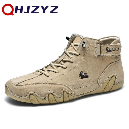 Leather Casual Sneakers For Men 2023 New High Top Men Boors Motorcycle Shoes Luxury Dress Loafers Footwear Shoes Chaussure Homme - Eloy Royal