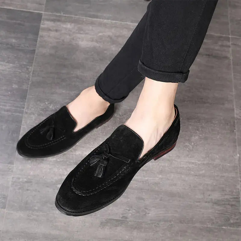 Spring New Suede Casual Men Shoes Fashion Tassel Slip on Loafers Male Leather Comfortable Solid Flats Footwear Plus Size 46 47 - Eloy Royal