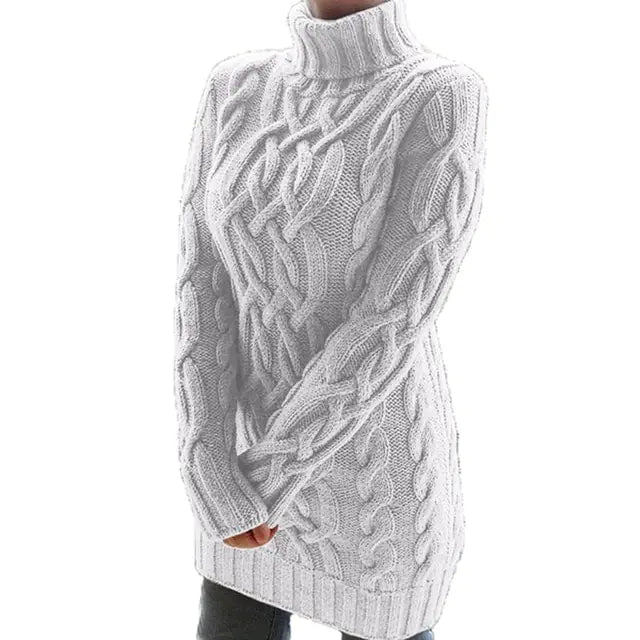 Turtleneck Twist Knitted Sweater Dress - Eloy Royal