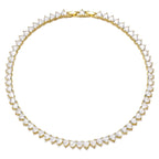 FEEL STYLE Heart Tennis Necklace for Women - 6mm 18K Gold Plated Diamond Necklace - Iced Out Choker Necklaces Cubic Zirconia Tennis Necklace 18inch