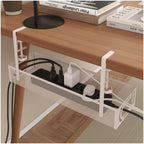 Under Desk Cable Management Tray - Cable Management Organizers Holder Cable Management Under Desk No Drill to Desk Cable Raceway Under Desk Storage for Office Kitchens Home (White) White