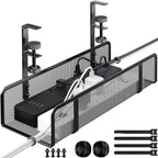 Under Desk Cable Management Tray Wire Management Desk Cable Organizer Cable Management Box Cord Organizer Under Desk Storage Cable Raceways for Office Home - No Damage to Desk No Drill