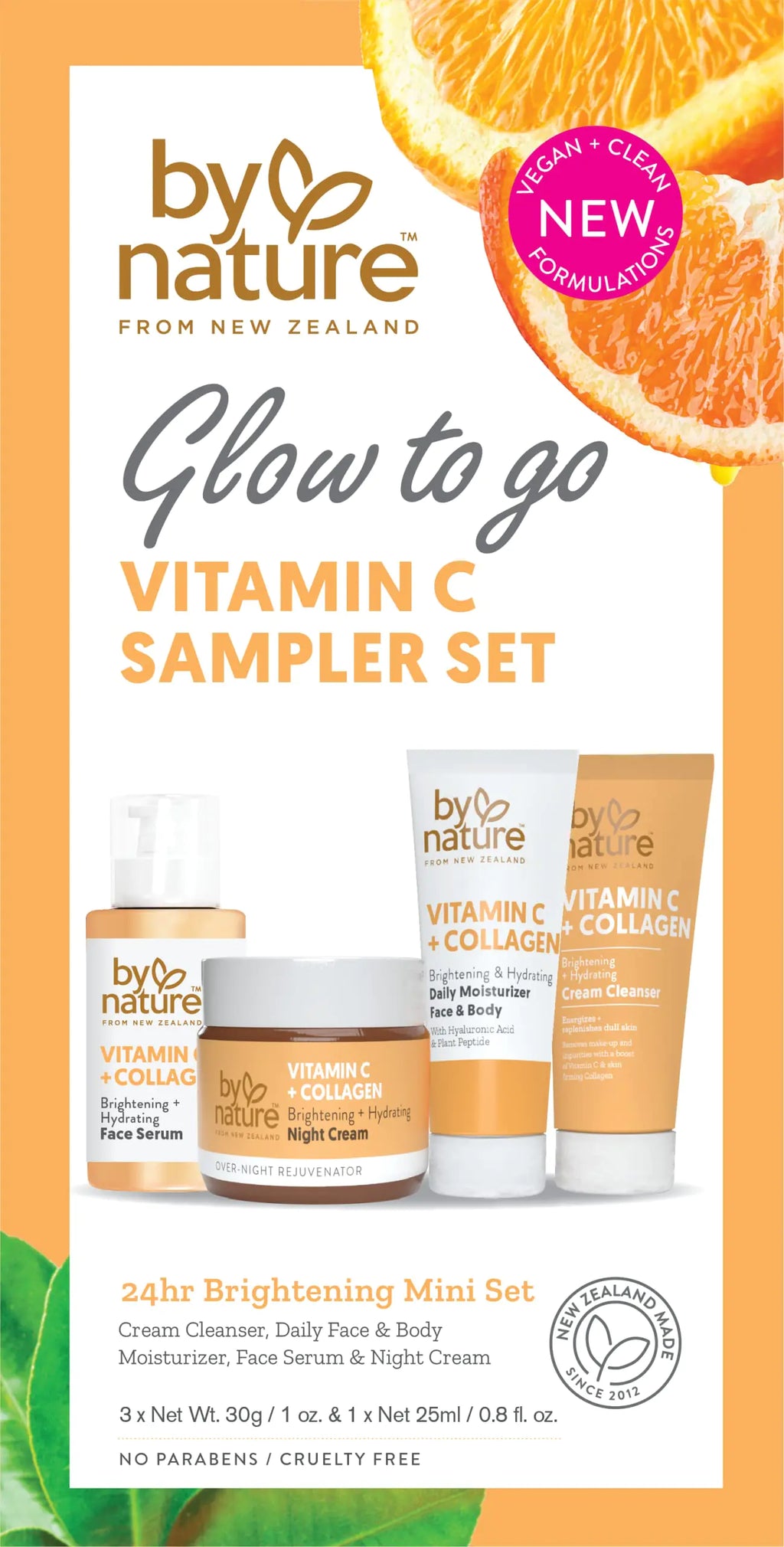 By Nature Glow To Go Vitamin C Sampler Skincare Set - Skin Care Set Travel Size Skincare Gift Set Skin Care Sets & Kits Skincare Kits Travel Skincare Skincare Sets Face Care Set for Women & Men