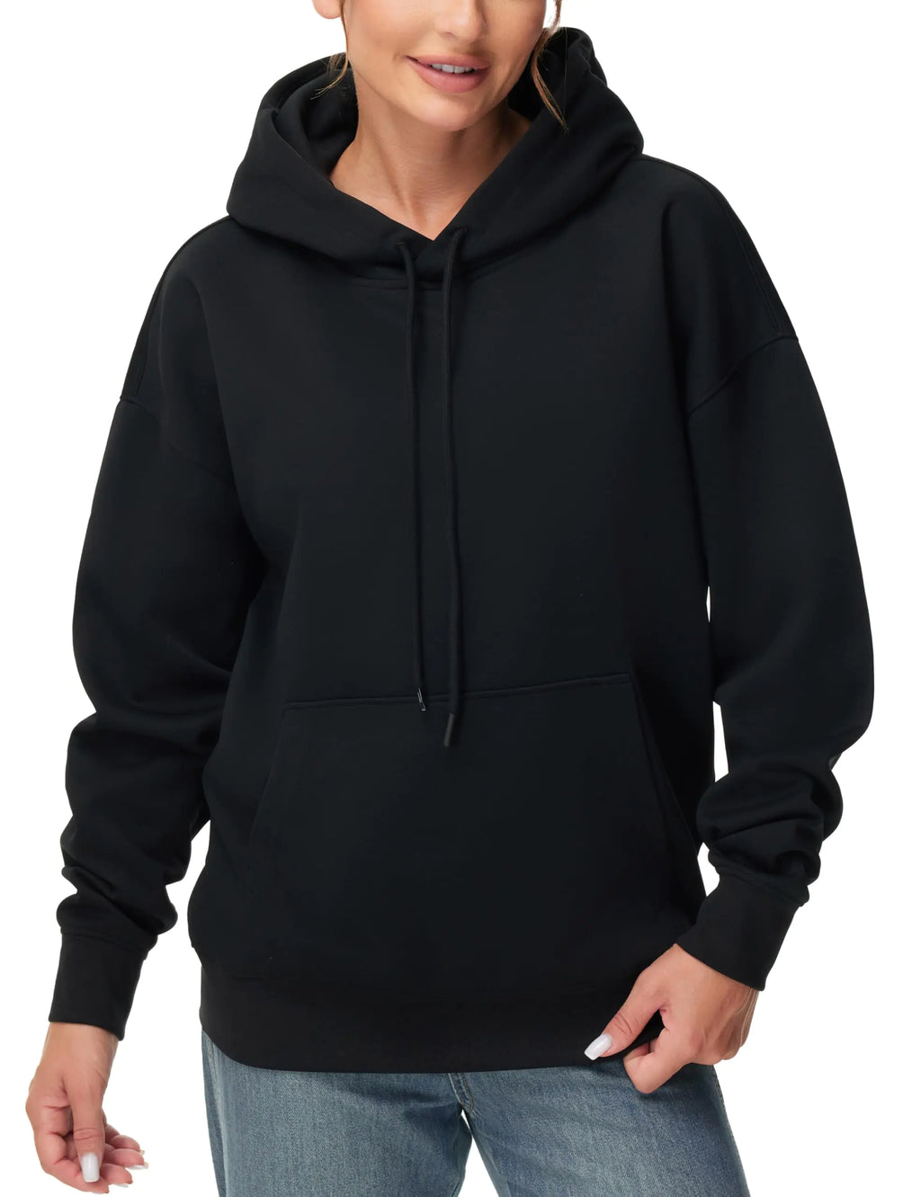 THE GYM PEOPLE Womens Oversized Hoodie Lightweight Soft Drawstring Pullover Sweatshirt with Pockets Black