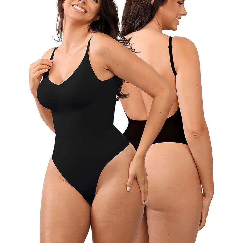 Womens Backless Bodysuits Shapewear Thong Seamless Tummy Control Butt Lifter Body Shaper Corset Slimming Camisole Tops - Eloy Royal