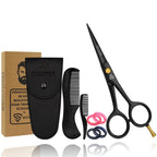 Professional Beard Mustache Scissors 5 Inch Razor Edged and Serrated Beard Scissors Beard Comb Mustache Comb Pouch -Beard Trimming Scissors for All Facial Hair Scissors – Grooming Scissors