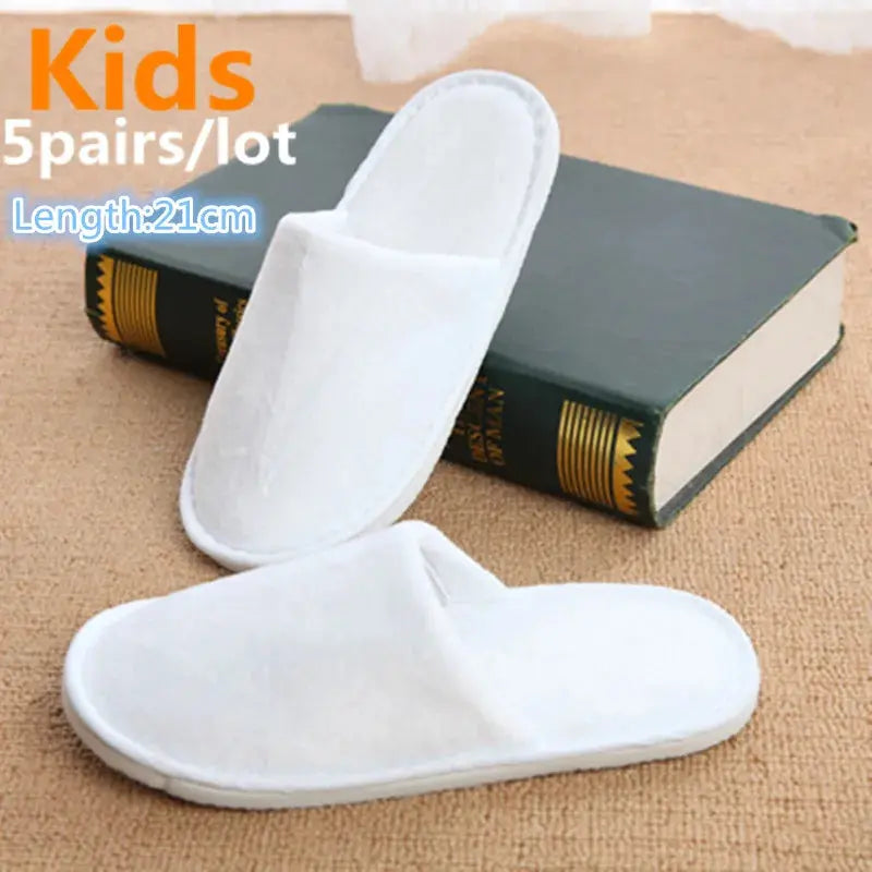 White Cotton Slippers Men Women Hotel Disposable Slides Home Travel Sandals Hospitality Footwear One Size on Sale - Eloy Royal