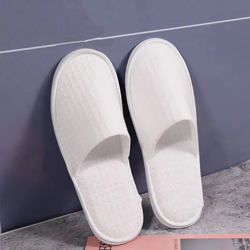 White Cotton Slippers Men Women Hotel Disposable Slides Home Travel Sandals Hospitality Footwear One Size on Sale - Eloy Royal