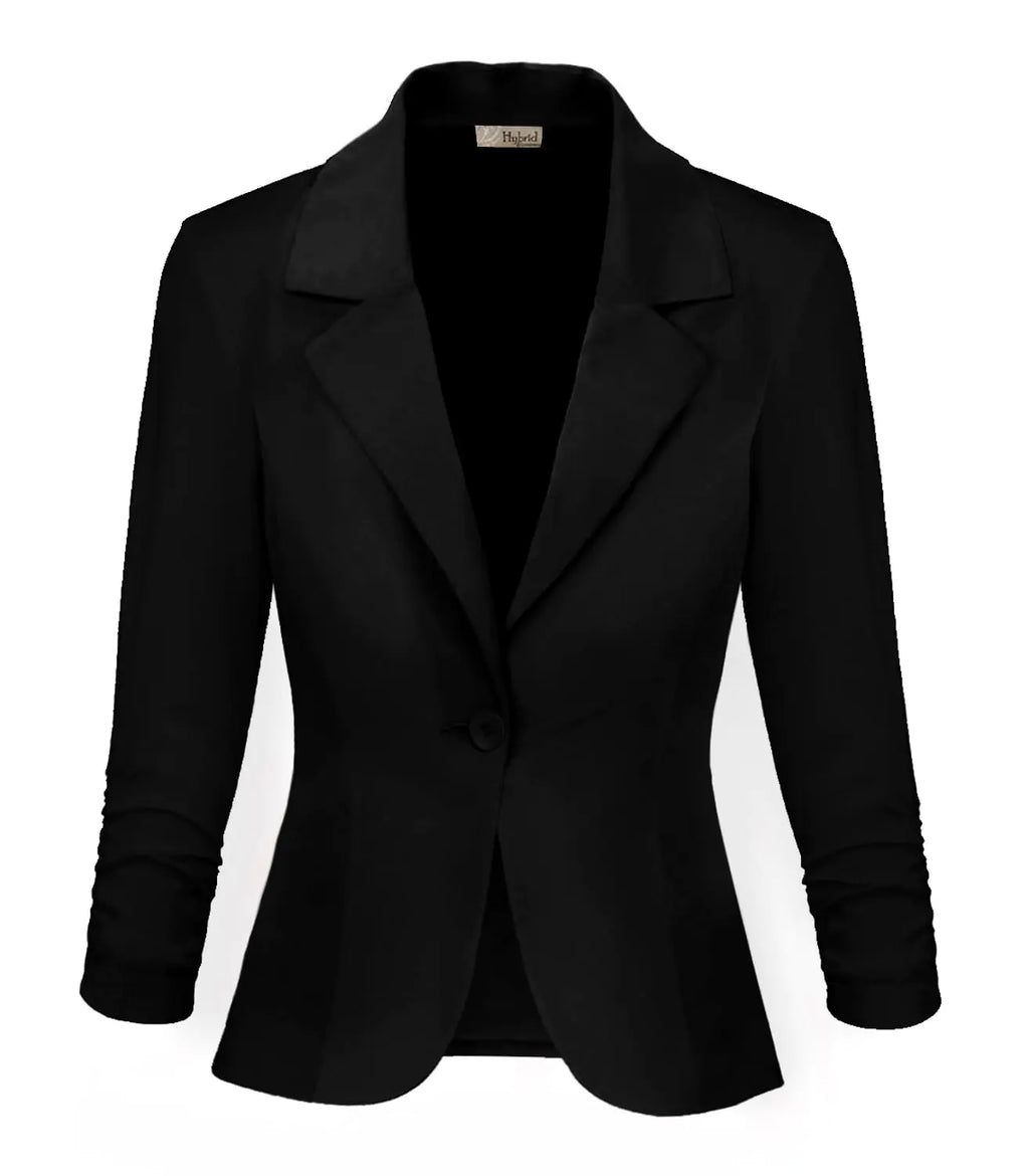Hybrid & Company Women Premium Nylon Ponte Office Blazer JK1131 1073T Black XL