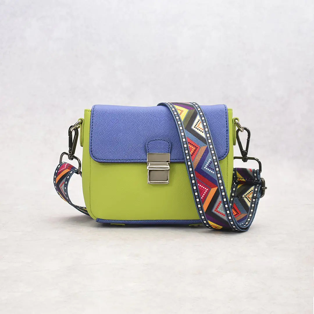 Tiny Leather Handbag -Blue/Lime (Option 2) - Eloy Royal