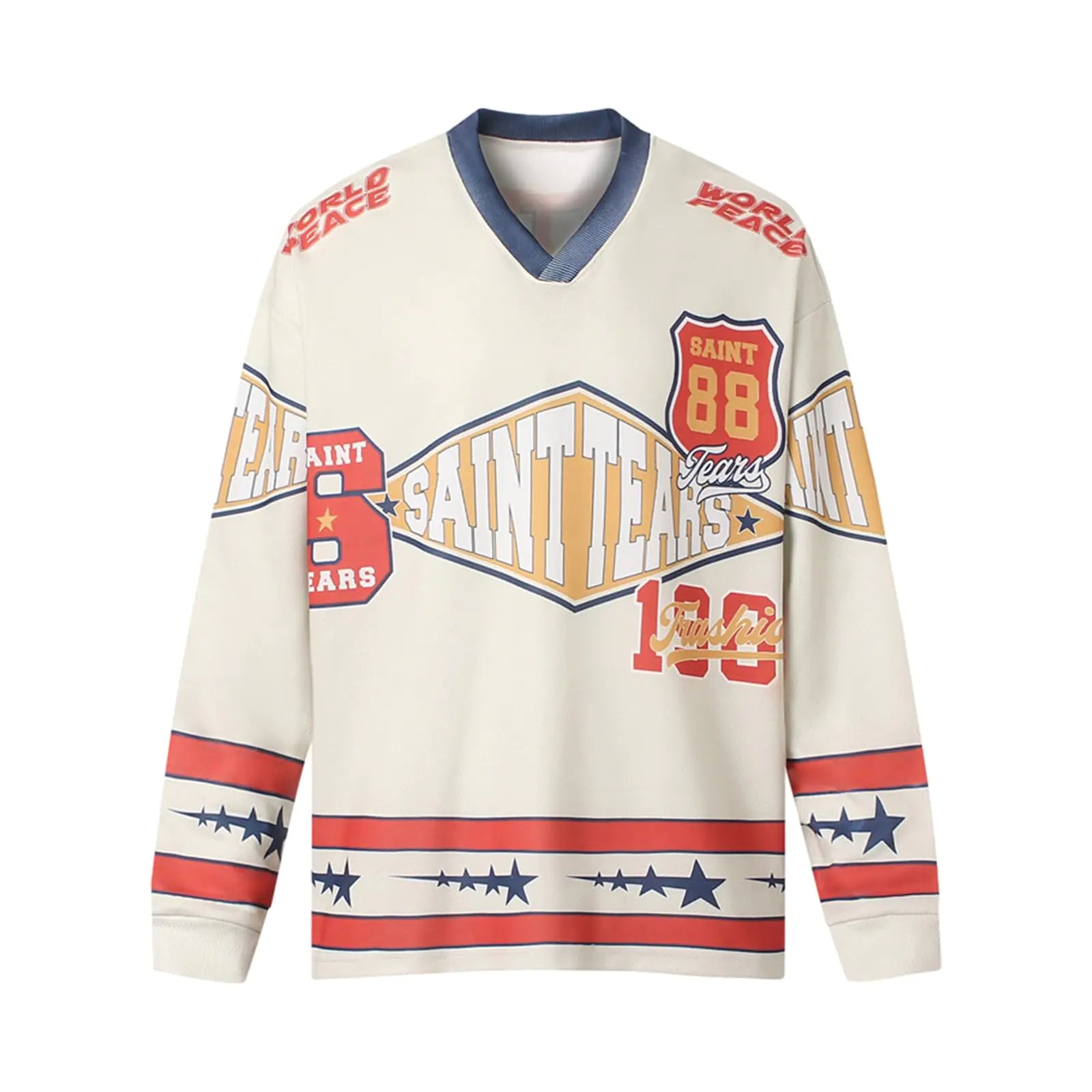 Arnodefrance Unisex Vintage Graphic Printing Long Sleeve Shirt Oversized Tee Shirt Cotton Long Sleeve Shirts