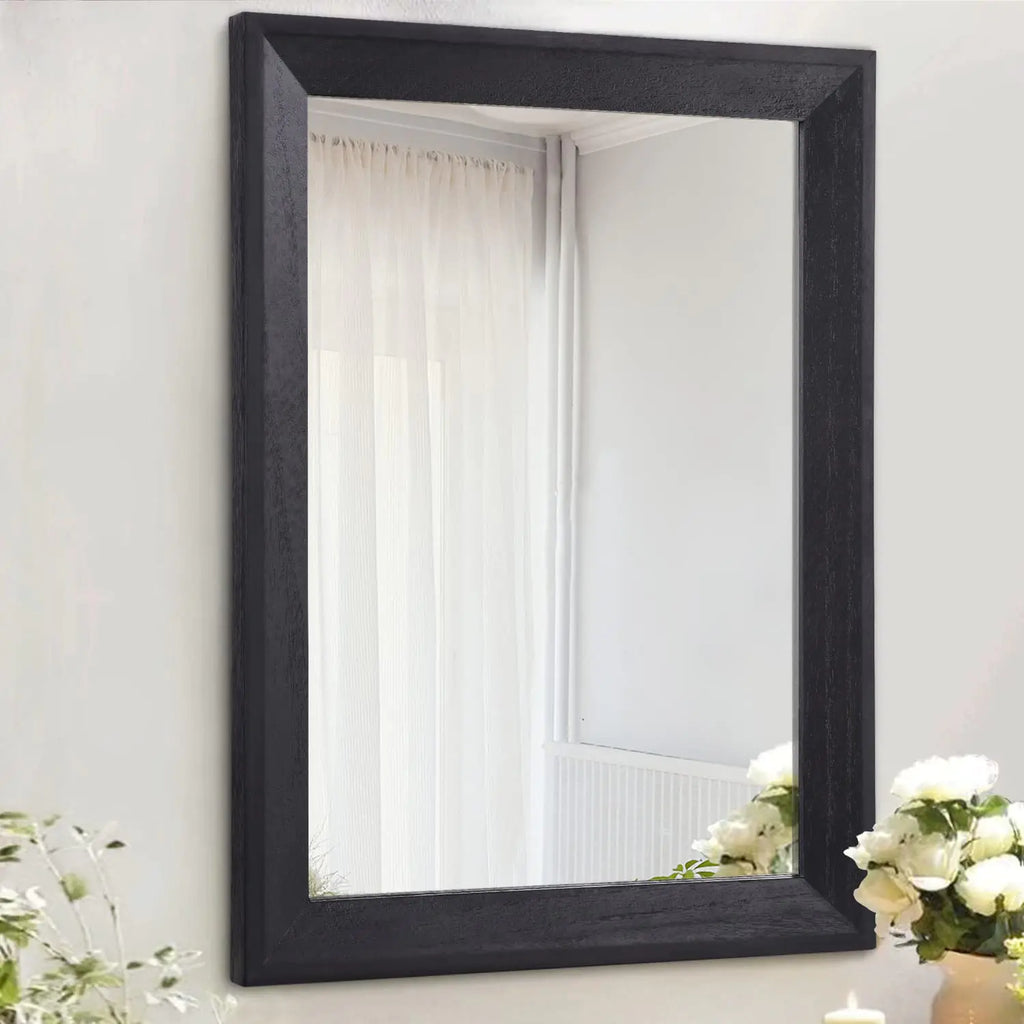 AAZZKANG Large Mirrors for Wall Black 28"x20" Rectangle Wood Framed Mirror Decorative Wall Mirror for Bedroom Living Room