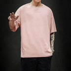 Men's Casual Cotton Short Sleeve Tee - Oversized Streetwear