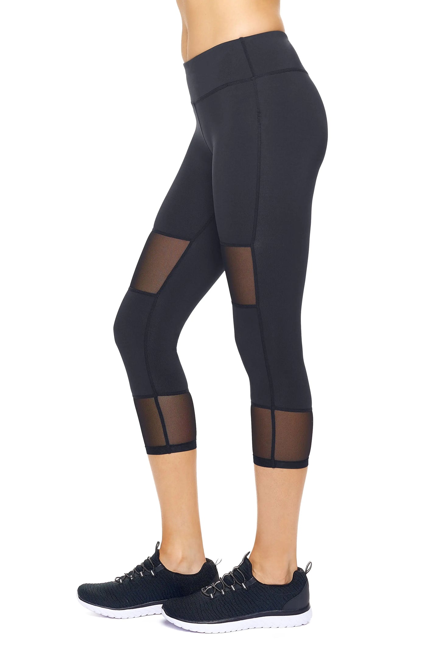 Women's Mid-Rise Double Mesh Panel Capri Leggings