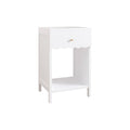 Modern White Nightstand with Drawer and Open Shelf, Scalloped Edge Bedside Table for Bedroom, Cute Minimalist Side Table for Kids Room or Girls' Room