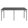 10'x16' Hardtop Wall Mounted Gazebo, Expandable Lean to Gazebo Pergola with Gutters & Galvanized Steel Roof, 60MPH Wind Resistance Outdoor Heavy Duty Canopy Sun Shade for Patio, Backyard - Grey