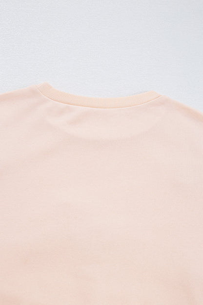 Light Pink Sweet Bow Lantern Sleeve Oversized Pullover Sweatshirt