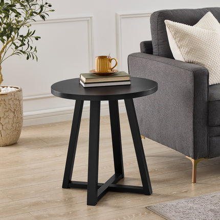 Modern Harmony Wood Round End Table, Black