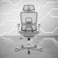 Ergonomic Mesh Office Chair with 5D Armrests & Retractable Footrest, Grey