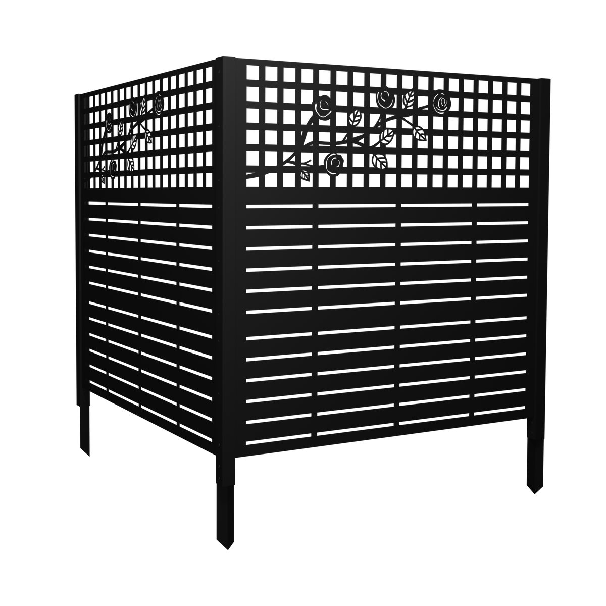 W48'' x H47.3'' x 2 Panels Metal Privacy Screen, Outdoor Privacy Panels, Trash Can Enclosure, Air Conditioner Fence, Pool Equipment Enclosure, Backyard Fencing, Rose Black