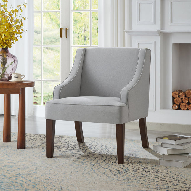 Mid Century Modern Accent Chair,Upholstered Fabric Armchair with Solid Wood Legs,Lounge Reading Chair for Living Room,Bedroom,Office-GRAY