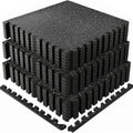 0.79 Inch Thick Gym Floor Mats, 18 Tiles Rubber Top with EVA Foam, 24' x 24' Gym Flooring Workout Mats with 72sq.ft Coverage, Interlocking Puzzle Gym Mats for Gym, Home, Garage, Black & White