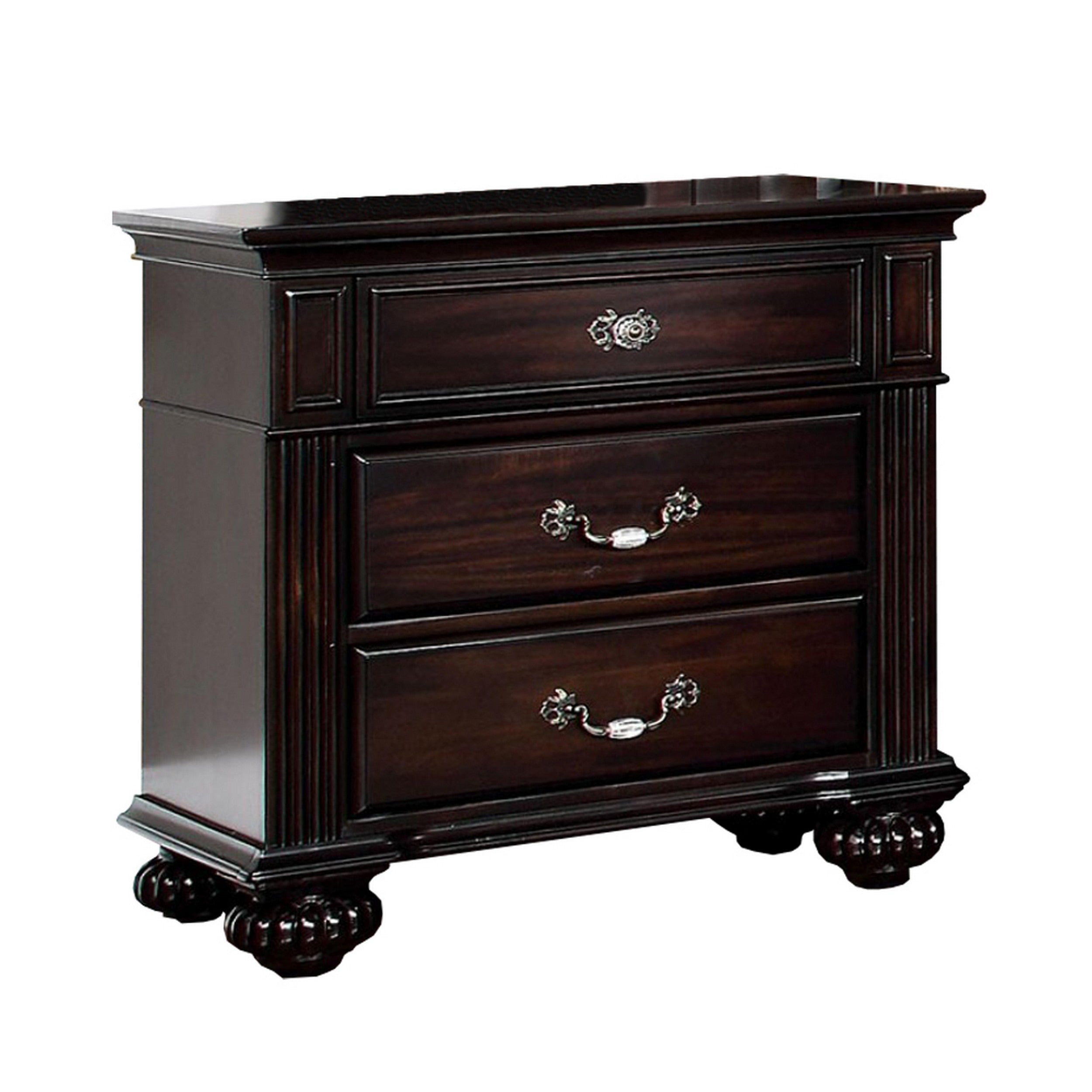 Syracuse Traditional Style Beautiful Nightstand, Dark Walnut