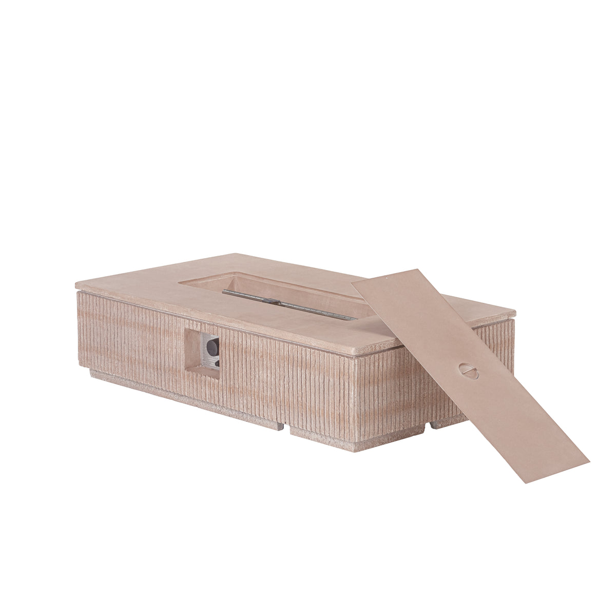 Outdoor 48.2' Rectangular MgO Fire Pit Natural Travertine - 50,000 BTU (Tank Cover not Included)