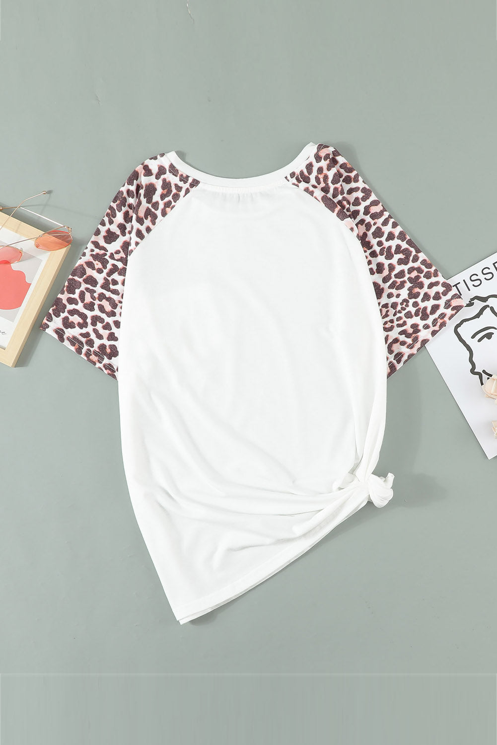 White Leopard Striped Double Pocket Plus Size Tee - Eloy Royal